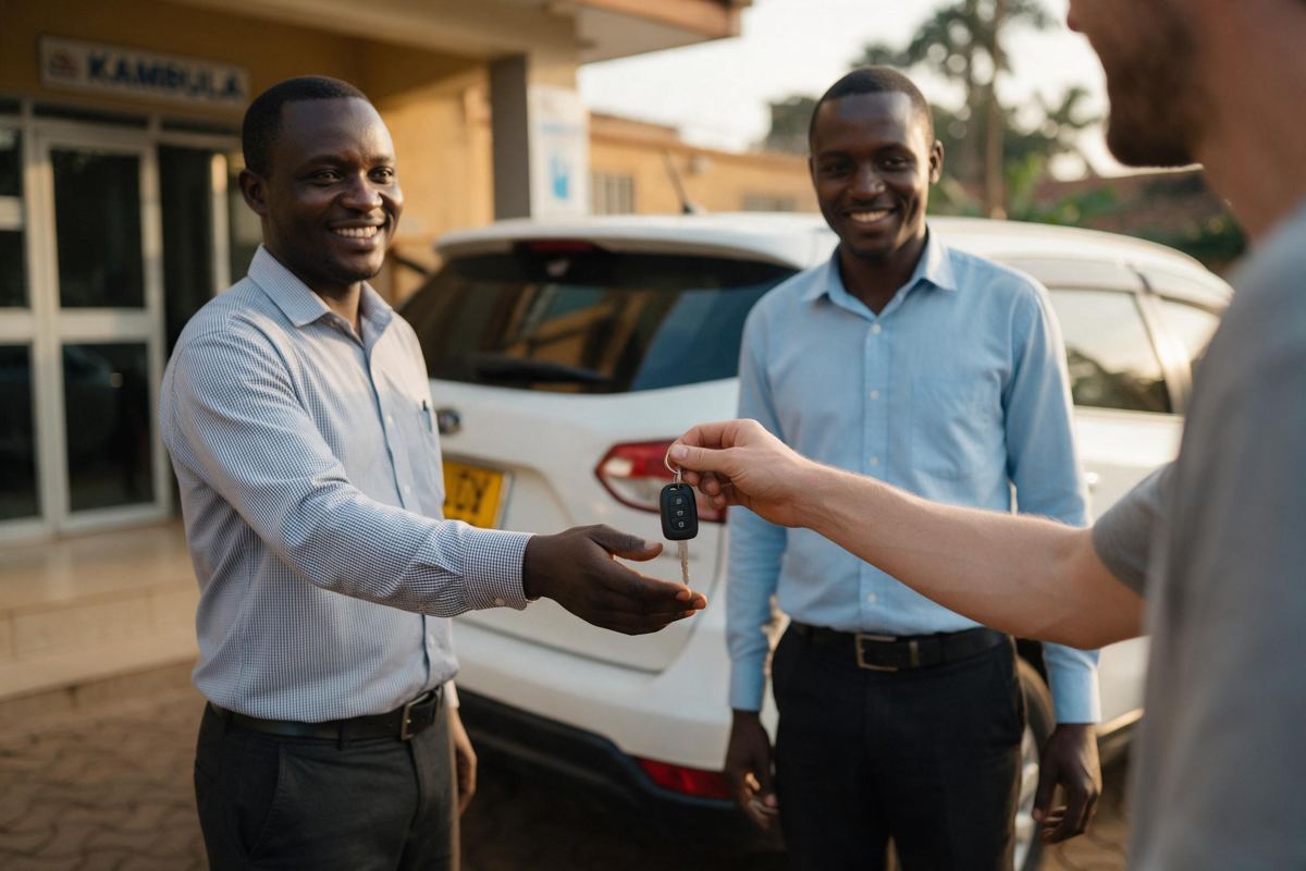 WIX Car Rentals team handing over keys